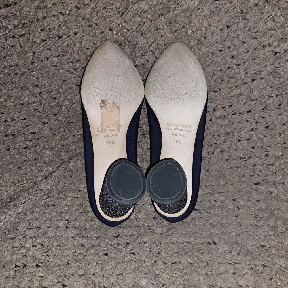BRUNATE-Italy-Dark Navy Peu de Soie-Colorful Round Heel-Sz 36.5-Excellent - Picture 8 of 8